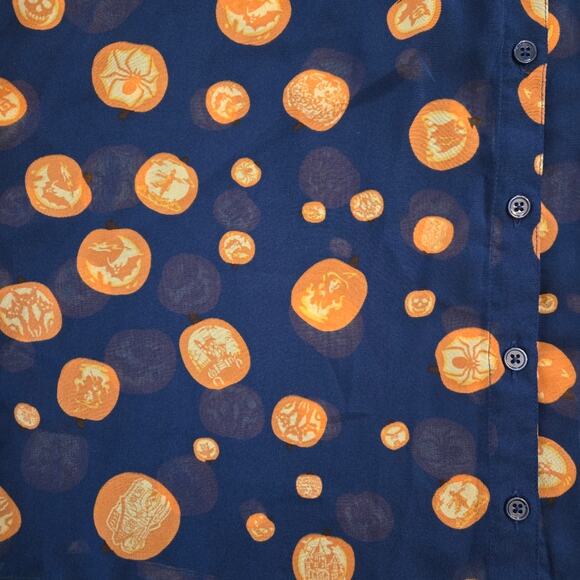 ModCloth Women's Halloween Sheer Long Sleeve Button Down Shirt Size L - Picture 5 of 10